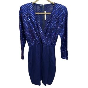 St. John Navy Sequin Knit Dress